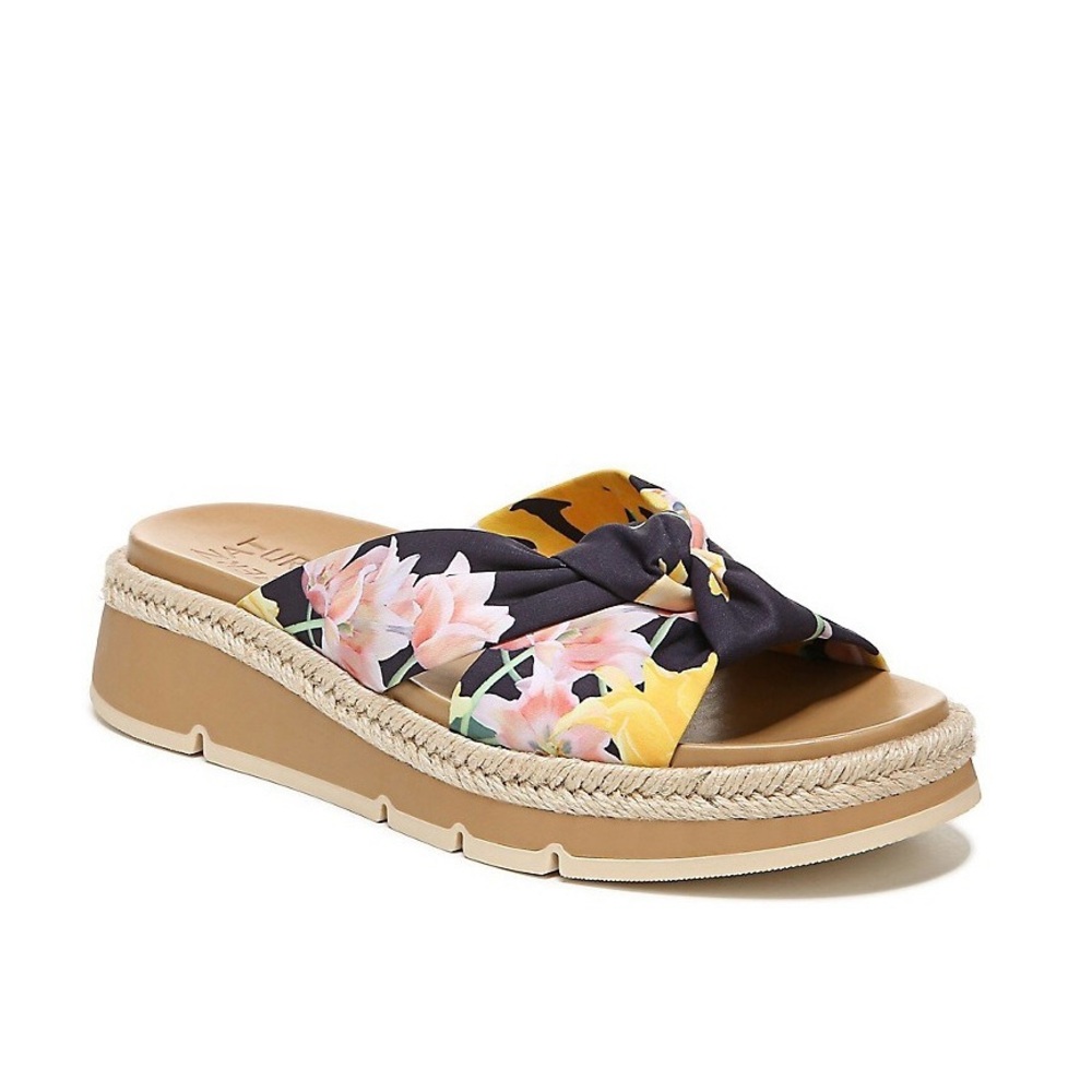 Naturalizer Dayana Black Multicolor Floral Espadrille Slide Sandals